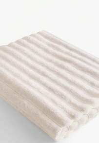 One Soft, Pure Cotton Bath Towel With A Striped Pattern, Highly Absorbent And Machine Washable, Ideal For The Bathroom. Available In Several Sizes: 90 * 50 Cm / 120 * 70 Cm / 150 * 100 Cm / 180 * 100 Cm - Natural Color - View 4