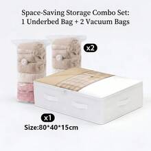 1pc Large White Foldable Underbed Storage Bag, Multi-Functional, Can Be Used To Store Blankets, Skirts, Bedding, Pillows, Clothes, Space-Saving, Suitable For Labor Day Promotion, Underbed Storage, Storage Bag, Clothing Storage - White - View 10