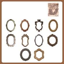 10pcs Hollow Classical Frame Stickers, Vintage Creative Aesthetic Decals, DIY Decoration Collage Craft Supplies, Holiday Gift, Personalized Scrapbook School Stationery - W.P. - View 15