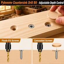 Set Mata Bor Countersink 11 Buah, Mata Bor Kayu HSS yang Dapat Diatur Termasuk Ukuran #4, #6, #8, #10 dan #12 dengan Tangkai Heksagonal 1/4 Inci untuk Furnitur, Kabinet, Pertukangan dan Proyek Kayu DIY - Mata bor countersunk bermata ganda + mata bor - View 7