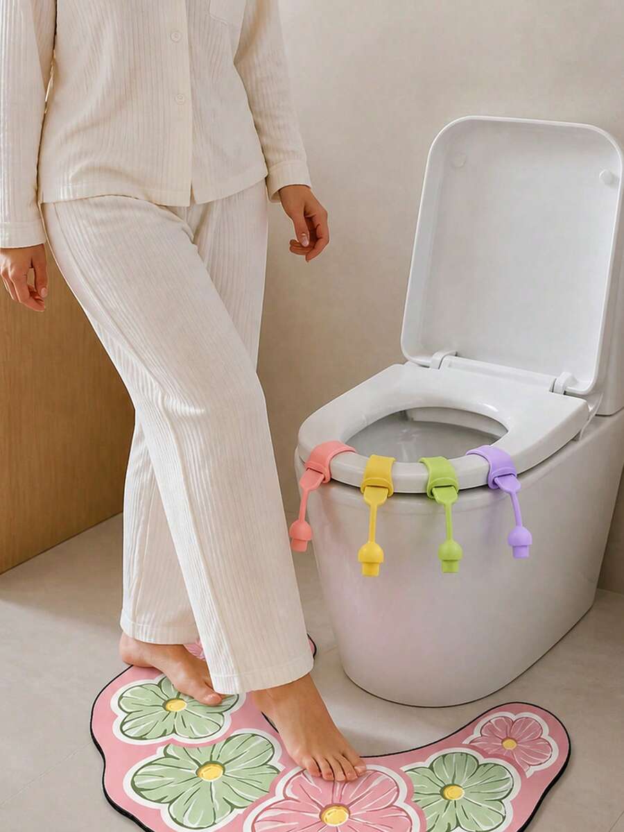 U-Shaped Suitable For Bathroom , Toilet Lid Lifter,Quick-Dry Non-Slip Diatomite Floor With Soft Backing & Low-Profile Design, Water Absorbent Shower Mat For Bathtub, Sink, Shower Door - A - View 1
