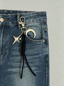 1pc Ins-Style Starburst Star Pendant Vintage Y2K Hot Girl Waist Accessory With Tassel Braided Cord Denim Chain - Multicolor - View 2