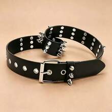 1pc Punk Rivet Cool Rock Heavy Metal Dark Style Belt - Black - View 4