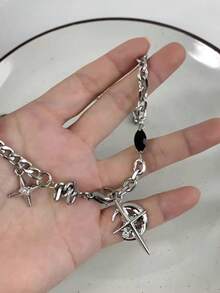 Men's Niche Design Geometric Necklace, Hip Hop Punk Style - Silver - View 2
