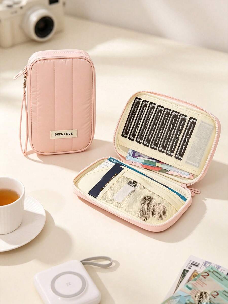 1 buah/3 buah Dompet Paspor Perjalanan Berbahan Quilted, Kantong Pengorganisasi Dokumen dengan Resleting dan Slot Kartu Ganda, Tempat Kartu Perjalanan Portabel dengan Tali Pergelangan Tangan, Kotak Penyimpanan Ringan untuk Paspor, Kartu Identitas, Tiket, Uang Tunai, Aksesori Perjalanan Praktis untuk Perjalanan & Liburan