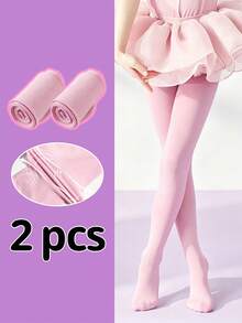 2pcs/Pack Solid Color Fashion Children's Dance Practice Tights, Soft And Comfortable Elegant Tights, Suitable For All Seasons, Multiple Colors Available - Multicolor - View 27