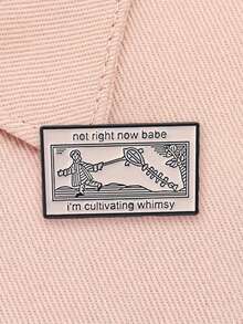 1pc Vintage Print Fishbone Kite Enamel Pin, Fun Text Quote Badge, Fashion Accessory For Clothing And Backpacks, Perfect Gift For Friends - Multicolor - View 5