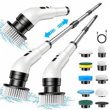 TOUCHBeauty Electric Rotating Scrubber, Dual-Speed Cleaning Brush, Extendable Handle (Black) | Includes 9 Reusable Brush Heads, Waterproof Design, Suitable For Cleaning Bathroom, Shower, Kitchen, Tiles, Floors And Tile Grout - Multicolor - View 1
