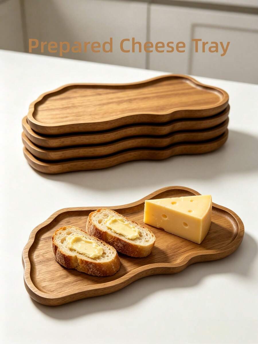 Wavy Acacia Wood Charcuterie Board, Asymmetrical Wooden Cheese Board Snack Tray, Stackable Food Serving Platter, Multipurpose Fruit Bread Display Tray, Suitable For Picnic Camping Party, Home Kitchen Dining Accessory, Used For Cheese Snacks Coffee Tea
