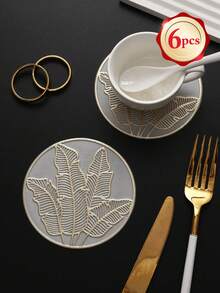 6-24pcs Champagne Gold PVC Hollow Placemats, Round Carved Coasters, Luxury Table Decor, Coffee Cup Heat Insulation Mats, Tabletop Photography Props, Home Dining Table Scratch-Resistant Protective Mats, Wedding Table Decor, Luxury Home Dining Table Decoration Mats - Multicolor - View 14