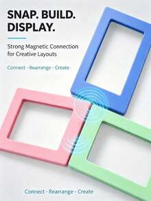 10pcs Colorful Magnetic Photo Frames - 3 Inch Mini Fridge Photo Magnets, Cute Christmas Decoration Photo Frame Set Suitable For Kitchen, Cabinet, Whiteboard, Home Decor, 3 Inch Magnetic Photo Frames DIY Multi-Functional Combination Desktop Creative Magnetic Photo Frames, Cute Pink Fridge Photo Magnets - Square - View 4