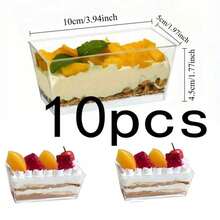 50/25/10/3 European Minimalist Rectangular Mousse Dessert Box, Transparent Square Body With Sharp Edges, High-Transparency Material Clearly Displays Dessert Layering And Colors. Suitable For Mousse, Mille-Feuille, Fruit Ice Cream, Fits Dessert Shops, Home Afternoon Tea, Party Cold Platters, Creating An Exquisite And Beautiful Food Presentation Effect. - Clear - View 12