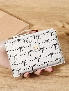 Simple Bow Printed Card Bag, Ultra-Thin Zipper Convenient ID Window ID Bag, Portable Credit Card And Coin Card Bag, Suitable For Outdoor And Travel - Pink - View 14