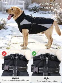 Metglad Dog Winter Coat, All‑In‑One Harness Pet Cold‑Weather Jacket, Night Reflective Dog Snow Coat, Fleece‑Lined Belly‑Protection Outdoor Vest For Small Medium Large Dogs - Black - View 5