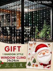 [Free Random Mini Window Stickers]3M Solar Curtain String Lights, 100/200/300 LEDS Garden Decoration Outdoor Waterproof Window Decor Fairy Lights Twinkle 8 Lighting Modes For Garden Patio Porch Backyard Wedding Party Christmas Decor - Solar Powered Curtain String Lights - View 21