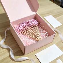 Bowknot Theme Cocktail Picks, Includes 200/100/50/10 Pink Bamboo Toothpicks. These Elegant Skewers Are Perfect For Drinks And Add Decorative Touch To Parties, Birthdays And Weddings. - Pink - View 1
