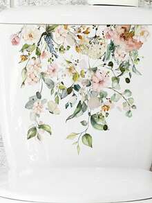 1pc PVC Toilet Lid Decal, Modern Flower Pattern Toilet Lid Decal For Home, Stickers, Wall Decal, Vinyl Decal For Home Decorations, Spring Decoration Items Refresh Your Home, Festival Decoration Stickers Gifts Birthday Graduation - Multicolor - View 5