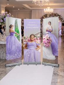 1pc - Customized Banner, Personalized Photo Polyester Banner, Outdoor Activity And Front Porch Decor Background, Suitable For Weddings, Birthdays And General Events, Perfect For Christmas, Thanksgiving And Various Celebrations, Customizable Background Printing, Suitable For Rooms, Gardens, Fences, Etc., Perfect Party Decoration For Any Occasion, Multi-Functional, Customizable, Suitable For Valentine's Day, Mother's Day, Father's Day, Graduation, Wedding, Housewarming, Creating A Warm Atmosphere, Autumn Decor - Multicolor - View 4