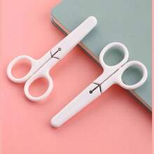 1pc Children's Scissors With Protective Cover, Round Tip Design, Stainless Steel, Hand Protection, School DIY Paper Cutting Stationery Supplies - Random Color - View 5