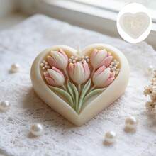 Heart Tulip Silicone Mold, Aromatherapy Candle Mold, Heart & Tulip Combined 3D Flat Bottom Design, Perfect For Handmade DIY Decoration, Handmade Soap Making, And Home Decor, Reusable And Durable Silicone Mold - Tulip - View 9