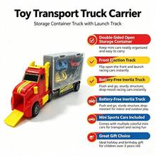 Mainan Truk Pengangkut Kontainer Inertia untuk Anak-Anak dengan Kabin Penyimpanan, Termasuk Mobil Balap Mini Paduan Logam, Model Kendaraan Angkut Barang Simulasi, Mainan Interaktif Orang Tua-Anak untuk Anak Laki-laki, Hadiah Ulang Tahun dan Liburan yang Ideal - MultiWarna - View 5