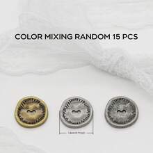 10/15/18/20/21/24入 11/15/18/20mm 復古不對稱圓形金屬兩孔鈕扣，適用於襯衫、西裝、針織開襟衫的不對稱縫製鈕扣 - 彩色 - 查看 28