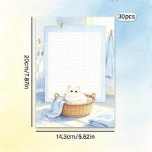 1 Set, 30 Sheets Cute Cat Themed Letter Paper, Cat Print Letter Paper, Kawaii Letter Paper - Rectangle - View 11