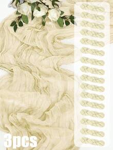 Bohemian Style Polyester Table Runner, Pleated Design, Solid Color Tablecloth, Holiday Table Decor Fabric Flag, Home Decor, Dining Table Decor, Room Decor, Wedding Decor - Multicolor - View 80