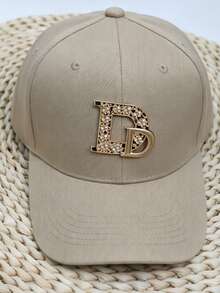 1 pieza Visera de mujer con cristales, Gorra de aleación con letra única M R D, Sombrero protector solar, Sombrero de sol casual - Negro - Ver 18