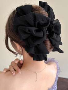 1pc Double-Sided Bubble Mesh Bow Hair Claw Clip, Fashionable Versatile Updo Hair Clip Large Hair Claw Elegant Elegant Hair Accessory For Women - Multicolor - View 7