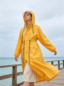 Women's Long Hooded Raincoat Outdoor Windproof Rain - Women's Raincoat - View 6