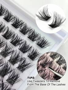 Sibeuna 96Clusters Reusable Individual Eyelashes Natural Look, 3D Fluffy Eyelash Clusters DIY Eyelash Extensions, Wispy Lash Clusters, Soft & Comfortable, Easy Wearing - D - View 6
