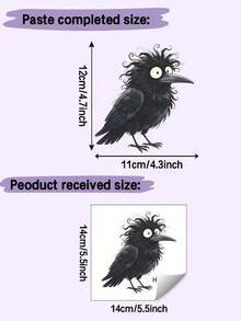 1pc 2D Funny Spiky Crow Halloween Window Sticker, Removable No Residue, Holiday Atmosphere Decor, Home Style Upgrade, Dark Balcony Door Window Decoration, Waterproof Moisture-Proof No Curling Easy Installation, Single Color Transparent, 5.5*5.5inch - Black - View 3