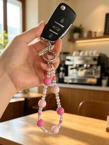 Colorful Beaded Keychain Pendant, Car Key Chain, Car Lock Remote Key Pendant, Car Keychain Decorative Charm, Bag Charm Accessory, Women's Car Keychain - A - View 9