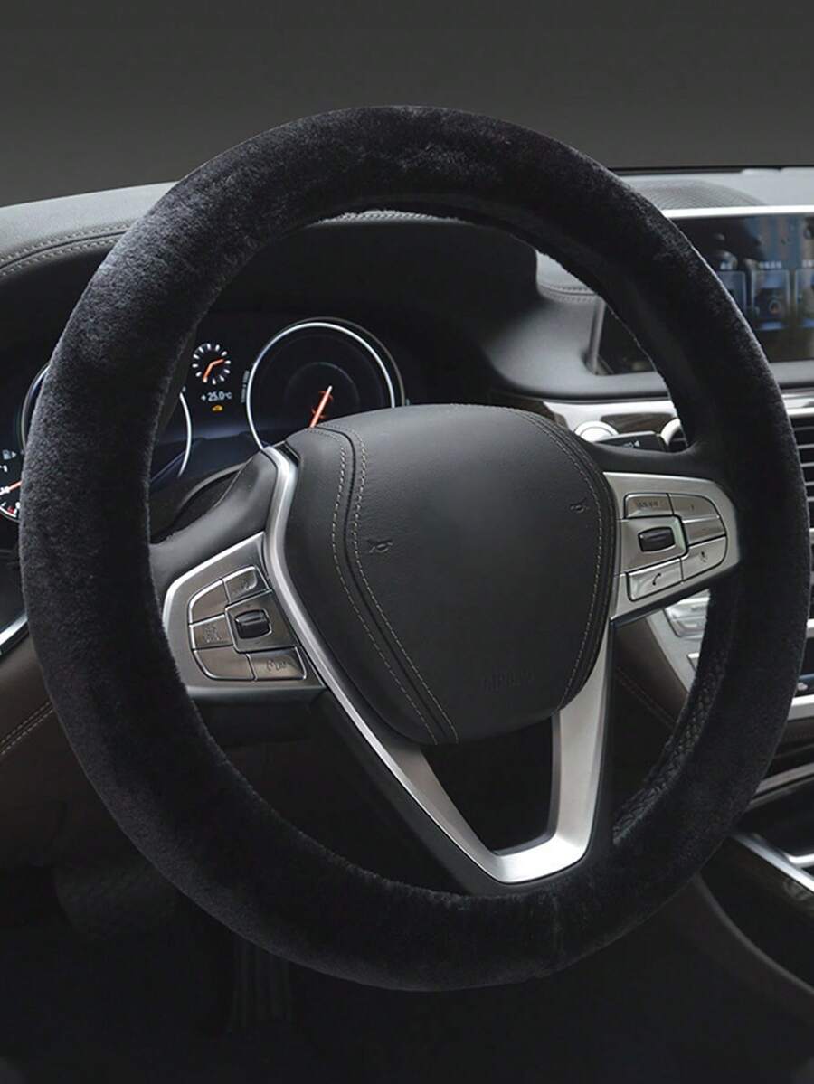 Plush Steering Wheel Cover Without Inner Ring, Car Interior Accessory Set, Breathable Elastic Car Steering Wheel Cover, Luxury Ultra-Fine Fiber Plush Cute Steering Wheel Protector, Suitable For SUV, Truck, Sedan, Car And Pickup, Non-Slip Design, Unisex Car Steering Wheel Accessory, Vehicle Interior Decoration Accessory, Elastic Easy-Grip Non-Slip Protector Steering Wheel Cover - A - View 1