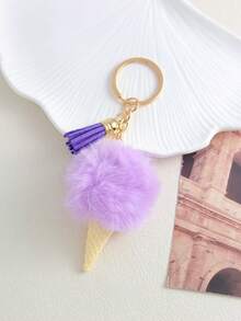 New Ice Cream Decor Bag Charm Women's Autumn/Winter Pom Pom Keychain Pendant Phone Charm Women's Keychain - Multicolor - View 13