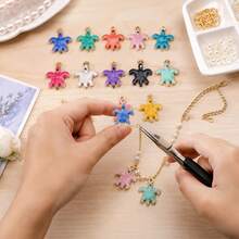 5pcs 18K Golden Plated Enamel Turtle Charms Sea Tortoise Animal Pendants For DIY Bracelet Necklace Earring Ocean Theme Jewelry Making Findings - Multicolor - View 8
