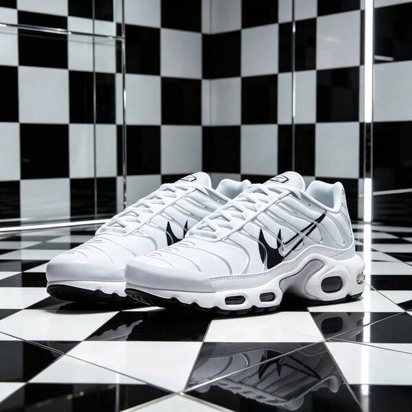 Herren Nike Air Max Plus White Silver Blue Low-Top Retro Mesh TPU Käfig Tuned Air Cushioning Laufschuhe Alltag Streetwear