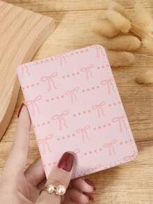 Fashionable Bow Print Snap Button Women's Coin Wallet, Lightweight And Portable Cash, Credit Card, Coin Card Bag, Suitable For Outdoor And Travel - Pink - View 9