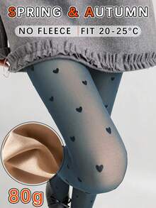 Heart Print Sheer Tights For Women, 80g Non-Fleece 120D High Elasticity Anti-Slip Butt-Lifting Pantyhose, Slimming For Spring/Autumn Daily Wear And Party - Multicolor - View 10