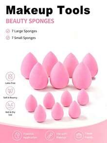 14Pcs/Set Makeup Sponge Puff Gourd Water Drop Beveled Mini Makeup Sponge Random Shape Random Color Makeup Tools For All Skin Types, Two Specifications - Multicolor - View 6