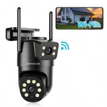 szsinocam 1 buah Kamera PTZ WiFi Dual-Lens 720P, Kamera Pemantauan Luar Ruangan Nirkabel 2.4G, Didukung USB (Tanpa Baterai Internal), Deteksi Manusia AI, Penglihatan Malam Berwarna Penuh, Peringatan Gerak - Hitam - View 2