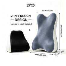 Bedside Reading Pillow, 2 Adjustable Memory Foam Triangular Pillows, Super Large Backrest, Suitable For Lying Down And Sitting Up, Suitable For Relaxation And Leg Raising, With Detachable Headrest, Washable Pillowcase, Suitable For Adults. - Black - View 3