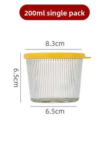 1/6 Pack Small Glass Bowls With Lids, 6.8oz, Transparent Striped Glass Containers, Stackable, Suitable For Desserts, Pudding, Sauces, Salads, Nuts, Oatmeal, Candy, Sweets, Cereals, Etc. - Multicolor - View 4