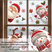 1 Set 4 Blatt statische Fensteraufkleber mit Cartoon-Motiven, wiederverwendbare Fensteraufkleber ohne Kleber, Weihnachtsmann, Rentier, Elf, Schneemann Aufkleber für Weihnachtsglas, Tür, Feiertagsdekoration - Verschiedenfarbig - Übersicht 5