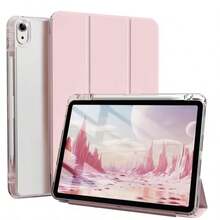 Tri-Fold Tablet Protective Case A16, Compatible With IPad 11th Generation Tablet Protective Case, Matte Back Plate With Pen Slot, Smart Sleep/Wake, Full Coverage Anti-Drop, Compatible With IPad 9th, 10th Generation Tablet Protective Case, Tab M11 Protective Case, Pad2 Tablet Protective Case, Matepad SE 11-Inch Tablet Protective Case, Compatible With Honor Pad X8A Tablet Protective Case - Baby Pink - View 2
