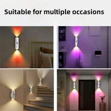 1/2/3/4/6pcs Dual-Head Cat Eye Sensor Wall Light USB Rechargeable RGB Night Light 3/7 Color Modes Stepless Dimming Suitable For Bedroom/Staircase/Wardrobe Modern Aesthetic Spotlight - Multicolor - View 11