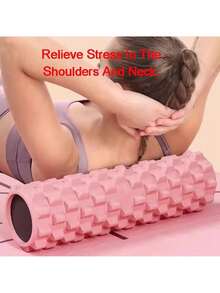 New Professional High-Density Yoga Foam Roller, Single Hollow Floating Point Wolf Tooth Massage Stick, Durable EVA Material Sports Muscle Relaxation Roller, Camouflage Texture Pink-Blue Gradient, Moderate Softness Deep Fascia Relief Tool, Suitable For Home Yoga, Pilates, Stretching Exercises, Muscle Relaxation - A - View 5