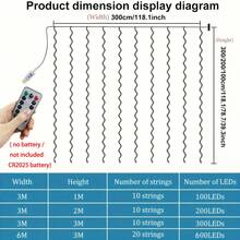 LED Remote Control Curtain Lights, USB Powered Hanging Fairy String Lights, 8 Lighting Modes, Suitable For Christmas, Halloween, Bedroom, Wedding, Birthday, Gift, Holiday Party Decoration - USB Curtain Light Strings - View 9