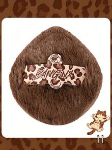 1pc Round Powder Puff, Leopard Print Ribbon Detail, Fluffy Flocked Fiber, Large Thick Soft Touch, Low Powder Absorption, Blush Setting Makeup Powder Puff, Portable Daily Beauty And Travel Essential - Multicolor - View 13